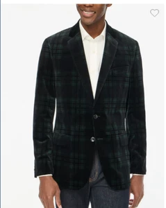 J.Crew Mens $398 Slim-fit Thompson plaid velvet blazer Size 38R CD648 - Picture 1 of 12