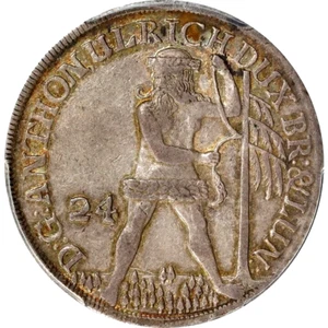 1704 German States Brunswick Wolfenbuttel Wildman 2/3 Taler, 24 MG, PCGS AU 55 - Picture 1 of 4