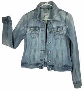 Womens OLD NAVY Size XS Blue Denim Button Up Jean Jacket Light Wash Chest Pocket - Picture 1 of 12