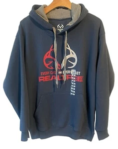 Realtree Hoodie Sweatshirt Mens Size Medium Pull Over Dark Blue Hunting Fishing - Picture 1 of 11