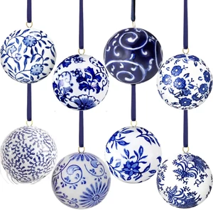 8 Stück Weihnachten Mini Ingwer Glas Ornamente Chinoiserie Porzellan Hängedeko - Bild 1 von 12
