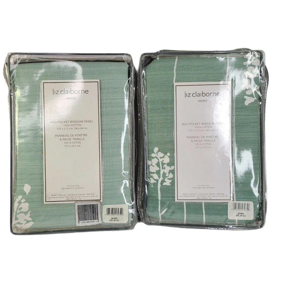Liz Claiborne Curtains Window Panels Quinn Rod Pocket 54x84 Set of 2 Floral New - Image 1 of 4