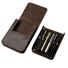 6-Slot Handmade Genuine Leather Pen Case Office Pencil Holder Pens Organizer Bag