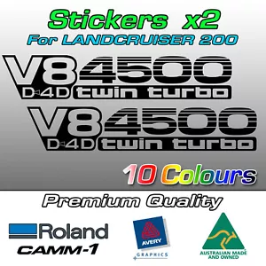 2x V8 D4D 4500 Twin Turbo stickers for Toyota LandCruiser 200 *Premium Quality* - Picture 1 of 3