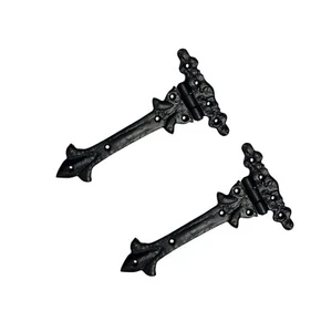 Speerkopf verziert schwarz Tür Tor antik Scharnier 200 mm Paar Gusseisen 8 Zoll - Bild 1 von 3