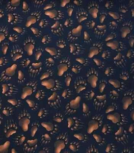 Elizabeths Studio – No Amer Wildlife Bear Paw Prints Black-189E-BLK, Fabric BTY - Picture 1 of 2