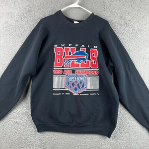 Vintage Buffalo Bills Sweatshirt Herren XL schwarz 1990 AFC Champs Super Bowl XXV - Bild 1 von 9