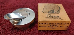 Metal Stapure Dairy Milk Pouring Cap In Box 1920s 30s in Box NOS Stainless Lid - Picture 1 of 7
