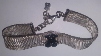 TOUS Silver Mesh Bracelet With Logo Bear Charm - Image 1 of 4