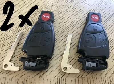 ⭐2x Mercedes Benz Remote Key Shell Fob Keyless Entry Cases w/Blades &InsertsLogo - Image 1 of 3