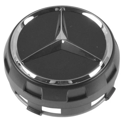 OEM 00040009009283 Raised Chrome & Black Wheel Center Cap for Mercedes Benz - Image 1 of 4
