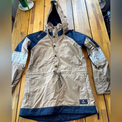 Burton Womens Tan White DRYRIDE Winter Ski Snowboarding Pullover Hooded Jacket - Image 1 of 4