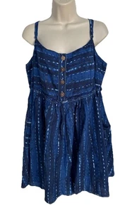 Mameluco Free People Ocean Ave azul índigo mezcla de lino talla XL - Imagen 1 de 12