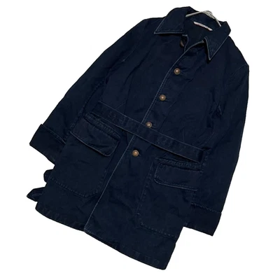 Abrigo vaquero de algodón teñido índigo 45R 45 rpm, con cinturón, línea A, talla 1, longitud media Foto 1 de 4