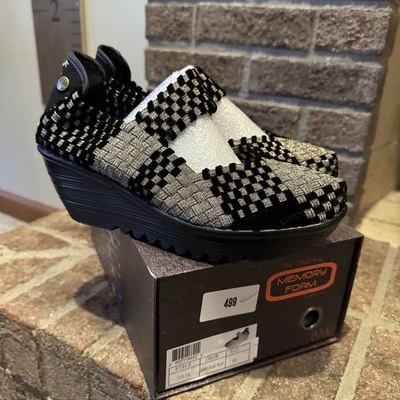 Nuevos Zapatos Bernie Mev Lulia Cuña Mary Jane Talla 39 EU US8 Bronce/Negro Terciopelo Foto 1 de 4