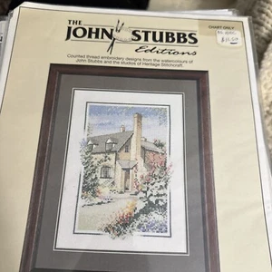 The John Stubbs Editions Hollyhock Cottage Cross Stitch Pattern English Country - Picture 1 of 3