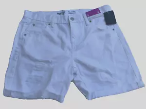 NWT Mossimo Women's Cuffed Shorts Size 2/26 Boyfriend Garconne White Distressed - Picture 1 of 12