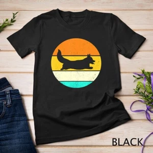 Cardigan Pembroke Welsh Corgi Silhouette Retro Vintage Gift Unisex T-shirt - Picture 1 of 15