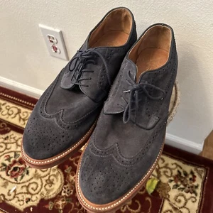 JCrew shoes - Mens Kenton Suede Wing Tips US-12 Navy - Picture 1 of 7