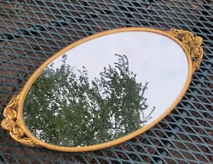 Specchio vanità stile vintage costruito HOLLYWOOD REGENCY ornato oro ormolu vassoio - Foto 1 di 19