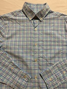 Vineyard Vines Check Blue Performance Murray Shirt Mens Small L/S Nylon stretch - Picture 1 of 11