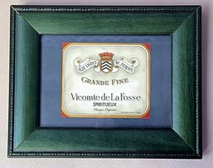 Original 1920 Belgien altes Schnaps Etikett Vicomte de la Fosse Vintage Litho GERAHMT - Bild 1 von 4