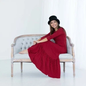 Well Dressed Wolf Omi Jo Red Wild Rose Dot Maxi Dress Size Junior S Small NWT - Picture 1 of 3