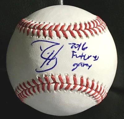 Ryon Healy,已退役—亲笔签名 OMLB 带未来游戏 insc-Onyx 正品带立方体 — 第 1/4 张图片