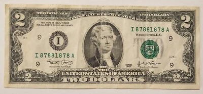 {{Trinary,bookends,five of a kind}} $2 bill, I87881878A - Image 1 of 2