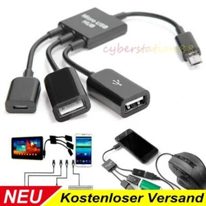 Micro USB OTG Hub fur Smartphone Handy und Tablets USB On-The-Go Adapter Kabel - Bild 1 von 9