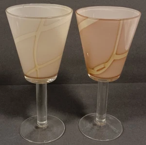 Mundgeblasene Glas geometrische rosa Kelche 2er Set - Bild 1 von 7