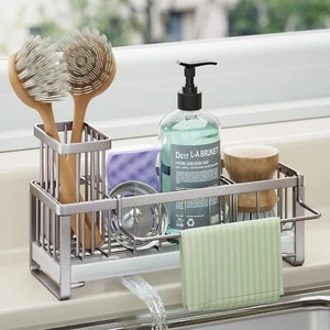 Sponge Holder for Kitchen Sink - Self-draining Sink Caddy with Brush Holder a... - Picture 1 of 7