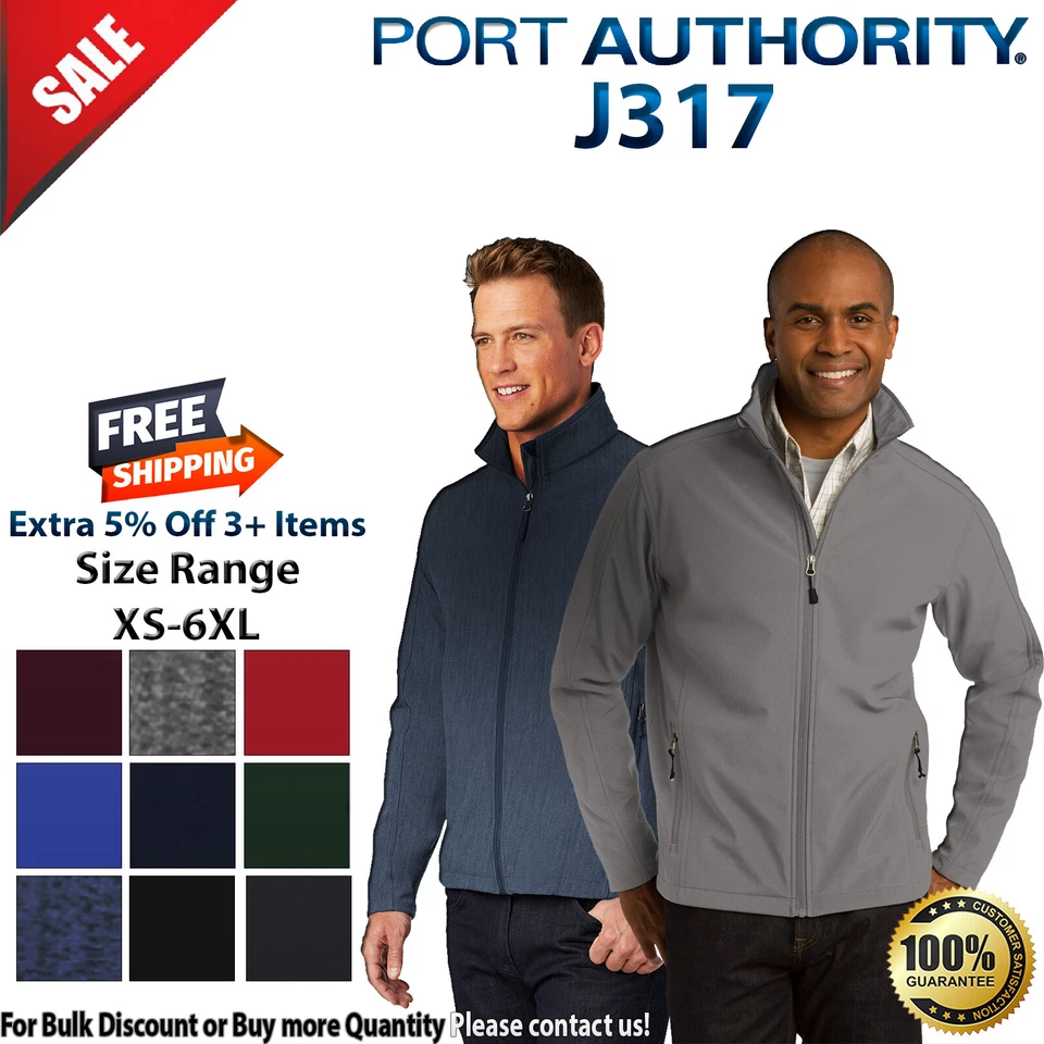 Port Authority J317 Mens Long Sleeve Soft Shell Full Zip Jacket With Pockets - Image 1 of 1