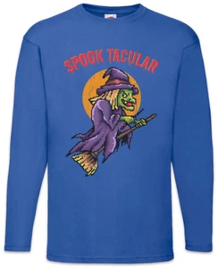 Spooktacular Langarm T-Shirt Gamer Gaming Nerd Fun Witch Halloween Pixel - Picture 1 of 1