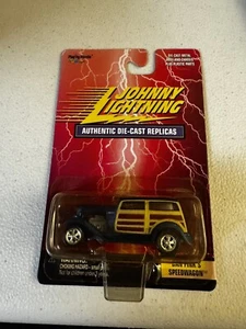 1/64 JOHNNY LIGHTNING DAN FINK'S SPEEDWAGON CUSTOM 1932 FORD WOODY WAGON BLUE - Picture 1 of 5