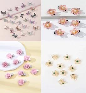 Ladies Girls 6 x Mini Glitter Butterfly Hair Clips Clamps in Different Colours - Picture 1 of 33