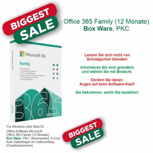 Microsoft Office 365 Family (6 User / 1 Jahr) PC / MAC - Office 365 Box Ware - Bild 1 von 1