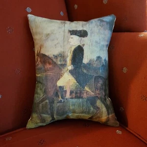 OLD COLONIAL REPRODUCTION FOLK PRIMITIVE VINTAGE STYLE WASHINGTON HORSE PILLOW - Picture 1 of 9