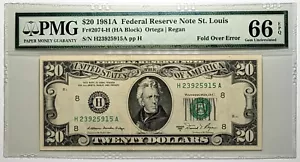 1981A $20 Federal Reserve Note St. Louis Fr#2074-H PMG Gem UNC 66 EPQ Fold Over - Picture 1 of 3