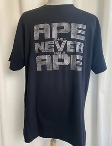 A Bathing Ape Bape Swarovski Crystal Men’s Black Short Sleeve XL T-Shirt  Rare - Picture 1 of 12
