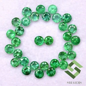 6.64 Cts Natural Emerald Round Cut 3.75 mm Lot 32 Pcs Calibrated Loose Gemstones - Picture 1 of 7