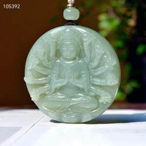Certificate Hetian Jade Pendant Buddha of protection Pendants Amulet Men Jewelry - Picture 1 of 6