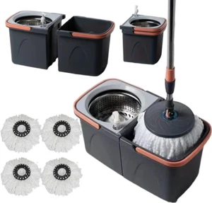 *NEW* Revolving Spin Mop and Bucket with .4. Extra Pads Perfect for Easy Cleani - Picture 1 of 13
