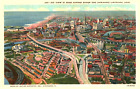 Postkarte OH Stadtansicht Cleveland Ohio Luftansicht Main Avenue Brücke Leinen c1942