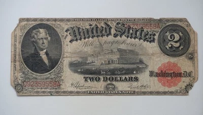 1917 $2 Two Dollar Red Seal Large Size Legal Tender Note /N45 - Image 1 of 2