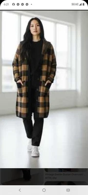 Cárdigan con capucha a cuadros Denim + Company talla S Foto 1 de 4