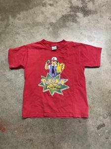 Vintage 1999 Original Nintendo Pokémon Pikachu Ash T Shirt Youth Small Red 90s - Picture 1 of 9