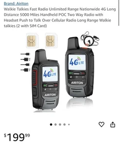 Airiton Walkie Talkies Fast Radio Unlimited Range Nationwide 4G Distance 5000 ml - Photo 1/10