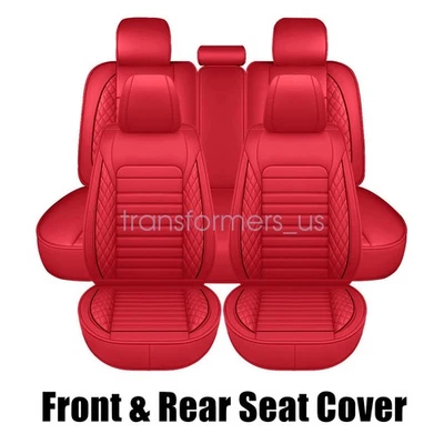 Чехол для автомобильного сиденья Hyundai 5 передних + задних чехлов из искусственной кожи красный - Изображение 1 из 4
