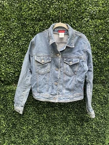 Vintage ESPRIT Denim Jacket Size M Dark Wash Cropped Fit - Picture 1 of 4